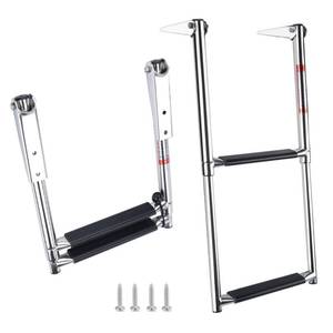 lot 3779 image: 2 Step Boat Ladder Stainless Steel Telescoping 2 Step Pontoon Boat Ladder Folding Ladder Dock Swim Ladder for Marine Boat Yacht