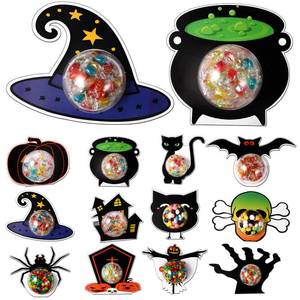 lot 3780 image: Engrowtic 12 Pcs Halloween Candy Holder Cards with Clear Domes Candy Trick or Treat Boxes Containers DIY Witch Hat Pumpkin Ghost Cards for Halloween Party Favor Decorations Bags Stuffers