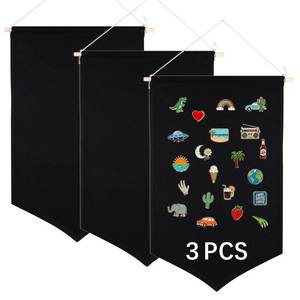 lot 3804 image: 3 PCS Canvas Banners Wall Hanging Brooch Jewelry Storage Case Stand Enamel Pin Display, Sublimation blank Banner,Holder Earrings Necklace Pin Collection Organizer
