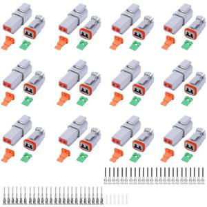 lot 3811 image: 102PCS 2 Pin Way Deutsch DT Gray Connector 12 Set Size 16 Solid Contacts Waterproof Electrical Wire Connector with Seal Plug for Truck, Off-Road Vehicles, Marine, Motorcycle Wiring