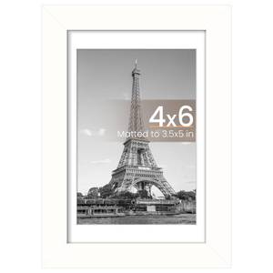 lot 3828 image: upsimples 4x6 Picture Frame, Display Pictures 3.5x5 with Mat or 4 x 6 Without, Wall Hanging Photo Frames, White, 1 Pack