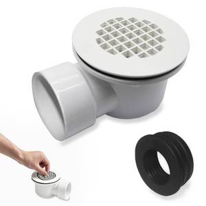 lot 3848 image: Low Profile Shower Drain, 1.5 Side Outlet Drain Assembly,Perforated Strainer, for 1.5 or 2 Shower Drain, Replacement Base PVC Side Outlet Drain