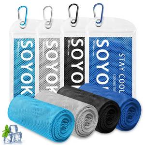 lot 3862 image: 4 Packs Cooling Towel, 40 x 12 Microfiber Cooling Towels for Neck and Face, Soft Breathable Gym Towel for Working Out with Waterproof Bag & Carabiner, Sweat Towels for Travel, Yoga, Climb, Running