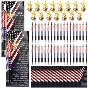 lot 3864 image: Sayglossy 108 Pcs 36 Sets 4th of July Gifts Bulk Patriotic American Flag Pens Star Pins Bookmarks 250th Anniversary Independence Day Gifts USA Military Appreciation Veterans Red White Blue Favors