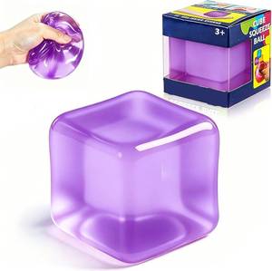 lot 3880 image: Ice Cube Squishy Fidget Toy Slow Rise Squeeze Sensory Toys,Ice Cube SqueezeToy,Adults Sensory Fidget for Stress Relief,Focus(Purple)