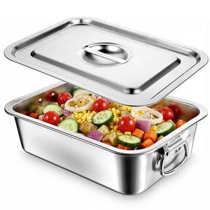 lot 3886 image: 4 Inch Extra Deep Lasagna Pan with Lid and Handles, 14x10.6 Inch Stainless Steel Large Baking Dish Tray, Nonstick Lasagna Baking Thick Metal Roasting Pan for Casserole Brownie Turkey, Silver