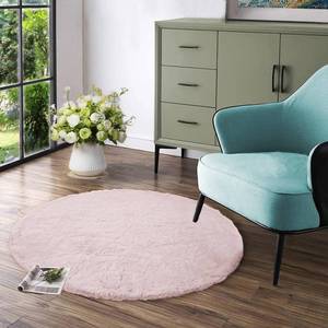 lot 3890 image: Latepis Light Pink Circle Rug 3ft Fuzzy Round Throw Rug Non-Slip Faux Rabbit Fur Carpet for Bedroom, Living Room, Nursery, Playing Room and Dorm