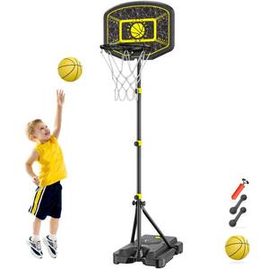 lot 3907 image: Kids Basketball Hoop GILIKOKO Adjustable Height 3.6 ft-6.2 ft Indoor Outdoor Toddler Plastic Basketball Goal Outside Yard Games Toys Gifts for Children