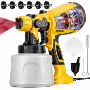 lot 3923 image: Paint Sprayer Indoor Outdoor, 1000W Electric Handheld HVLP Spray Paint Gun with 3 Patterns 6 Nozzles, Easy to Clean & Use, Stain Sprayer for House Painting, Furniture, Cabinets, Walls, Doors, Fences