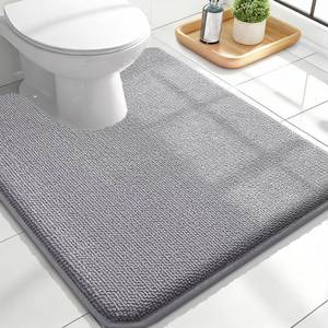 lot 3925 image: OLANLY Toilet Rugs U-Shaped 24x20, Extra Soft Absorbent Thick Memory Foam Contour Bathroom Rugs, Dry Quickly, Machine Washable, Non-Slip Toilet Bath Mat, Home Decor Accessories, Grey