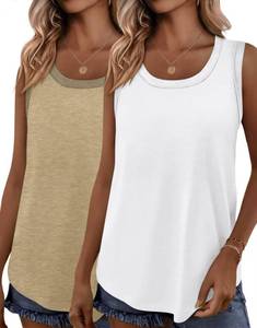 lot 3931 image: Bliwov 2 Pack Womens Tank Tops Scoop Neck Summer Sleeveless Shirts 2026 Spring Fashion Beach Vacation Loose Workout Clothes Medium