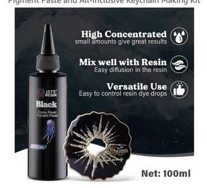 lot 3939 image: LETS RESIN High Concentrated Black Epoxy Resin Pigment Paste and All-Inclusive Keychain Making Kit
