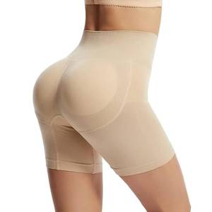 lot 3953 image: N.thr Padded Underwear for Women Butt Lifter Seamless Booty Pads Butt Enhancer Panties Lace Shapewear Boyshorts L Beige