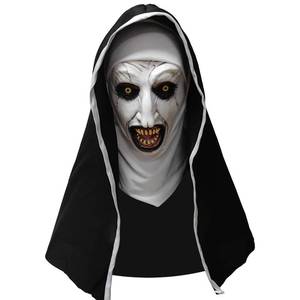 lot 3955 image: ZDOVLZZPON Halloween Scary Nun Mask, Black and White Latex Full Head Mask, Horror Cosplay Party Costume Accessory