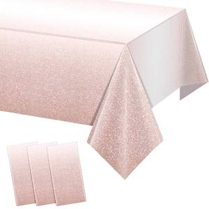 lot 3962 image: 3 Pack Ombre Rose Gold Plastic Tablecloth for Parties, Gradient Pastel Rose Gold Disposable Tablecloths for Rectangle Tables, Light Pink Sprinkle Table Cover for Wedding Birthday Party, 54 x 108 Inch