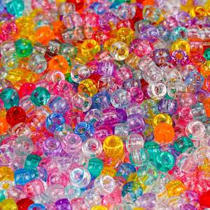 lot 3975 image: 1000pcs Glitter Pony Beads Bulk, Acrylic 9mm Large Plastic Bead for Bracelets Big Hole Hair Braids Crafts DIY Projects