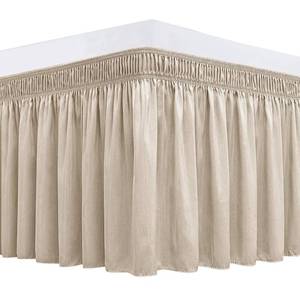 lot 3977 image: Biscaynebay Wrap Around Bed Skirts for King & Cal King Beds 14 Drop, Light Camel Adjustable Elastic Dust Ruffles Easy Fit Wrinkle & Fade Resistant Silky Luxurious Fabric Solid Machine Washable