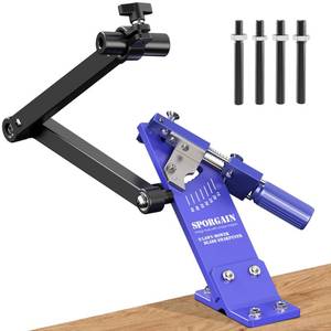 lot 5008 image: SporGain Updated Lawn Mower Blade Sharpener 15°-45° Adjustable Frame with Ball Bearing Manufacture Handle for Right &amp Left Hand Blades, Use with Angle Grinder, Blue