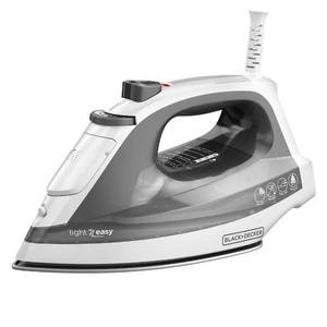 lot 5037 image: BLACKDECKER Light N Easy Compact Steam Iron, IR1020S, Stainless Steel Soleplate, Spray Mist, Anti-Drip, Auto Shutoff