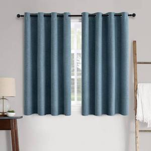lot 5042 image: MIULEE Linen Texture Curtains for Bedroom Solid 100% Blackout Thermal Insulated Dusty Blue Curtains Grommet Room Darkening Drapes Luxury Decor for Living Room 52x63 Inch (2 Panels)