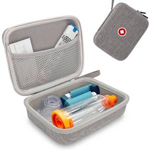 lot 5069 image: Klawdsky Hard Travel Case for Asthma Inhaler, Inhaler Spacer Case for Kids and Adults,Gray (Bag Only)