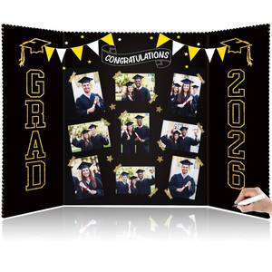 lot 5072 image: Epakh 2026 Graduation Trifold Poster Board 33 x 20 in Black Gold Senior Night Photo Display Board for Class of 2026 Graduation Photo Frames Picture Display for Grad Party Gift Table Decor