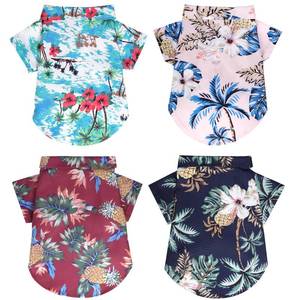 lot 5073 image: 4 Pcs Dog Summer Shirts Floral Hawaii Dog Shirt Pet Clothes for Small Medium Dog Cats Boy Girl