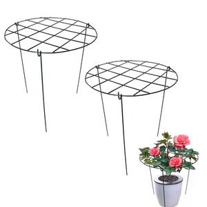 lot 5075 image: 2 Pack Round Peony Cages and Supports Grow Through Grid Plant Brace,24 inch Heigh Plant Support Stake for Small Plant Flower Vegetable (2pcs 24)
