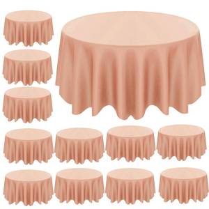 lot 5077 image: CIEOVO 12 Pcs 84 Inch Rose Gold Round Plastic Disposable Table Cloth Waterproof Tablecloth Circle Table Covers for Valentines Day Bridal Wedding Birthday Gender Reveal Party Decorations