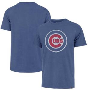 lot 5079 image: 47 Brand MLB Mens Team Color Distressed Imprint Primary Logo Short Sleeve Baseball T-Shirt - Chicago Cubs - Blue - X-Large