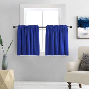lot 5081 image: DONREN Classic Blue Blackout Tier Curtain Panels for Small Window - Thermal Insulated Room Darkening Rod Pocket Valance Curtains for Livingroom (30 by 30 Inch 2 Panels)