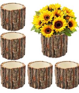lot 5089 image: 6 Pcs Wooden Vases for Centerpieces