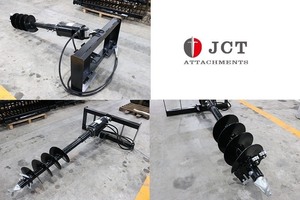 lot 3046 image: Unused 2026 JCT Skid Steer Hydraulic Auger Drive & Bits (Three Quick Attach,10 in & 12 in & 18 in. Special Alloy bits)