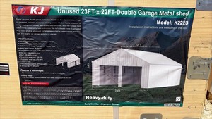 lot 9010 image: KJ 23FT x 22FT Double Garage Metal Shed K2223 - cream