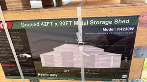 lot 9013 image: 42FT x 30FT Metal Storage Shed K4230W - cream