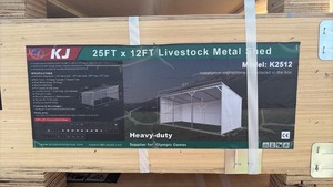 lot 9018 image: KJ 25FT x 12FT Livestock Metal Shed Model K2512 - cream