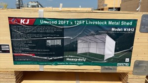 lot 9020 image: KJ 20FT x 12FT Livestock Metal Shed Model K1912 - cream