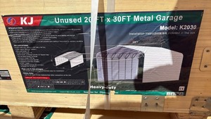 lot 9025 image: KJ 20FT x 30FT Metal Garage K2030 Heavy-Duty - cream