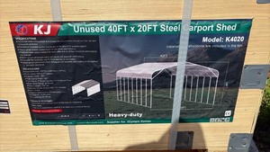 lot 9028 image: KJ 40FT x 20FT Steel Carport Shed Model K4020