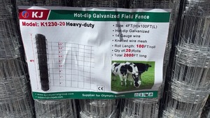 lot 9030 image: KJ K1230-20 Heavy-Duty Hot-dip Galvanized Field Fence 4FT x 100FT 14 Gauge 20 Rolls
