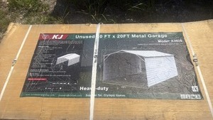 lot 9031 image: Unused 20 ft x 30 ft Metal Garage Model K3020