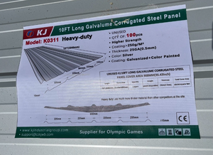 lot 9034 image: KJ K0311 10FT Long Galvalume Corrugated Steel Panel 100 pcs Heavy-duty