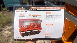lot 4009 image: LandHonor unused SD-22-72W No Till Seed Drill