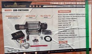 lot 4048 image: LandHonor unused 25000 lbs Electric Winch 12V LHR-EW25000