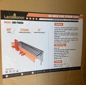 lot 4059 image: LandHonor unused 60 Inch Pine Straw Rake 3 Point LHR-PSR60 -