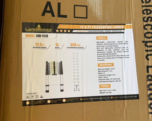 lot 4062 image: LandHonor unused 12.5 ft Telescoping Ladder 13 Steps 330 lbs LHR-TL13 -