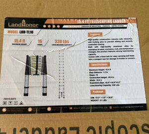 lot 4064 image: LandHonor  unused 15.4 ft Telescoping Ladder 16 Steps 330 lbs LHR-TL16