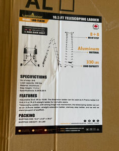 lot 4065 image: Landhonor unused 16.5 FT Telescoping Ladder LHR-TL638 330 LBS