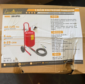 lot 4066 image: LandHonor unused 5 Gallon High Pressure Sandblaster LHR-HPS5 60-125 PSI