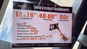 lot 5005 image: Unused WIG 12-18 Skid Steer Auger and Bit